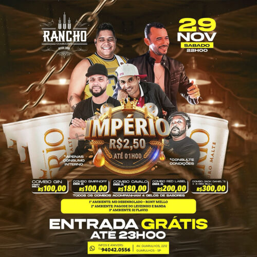 29/11 - A partir das 22h